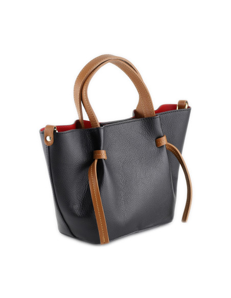 Geanta Piele Naturala Yanbu negru camel