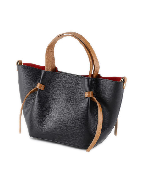 Geanta Piele Naturala Yanbu negru camel