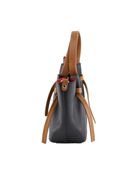 Geanta Piele Naturala Yanbu negru camel
