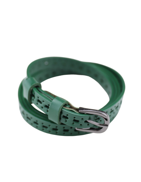 Curea Dama Piele Naturala perforat verde