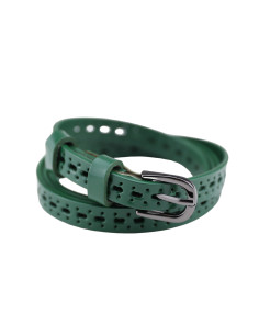 Curea Dama Piele Naturala perforat verde
