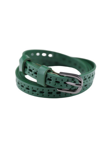 Curea Dama Piele Naturala perforat verde