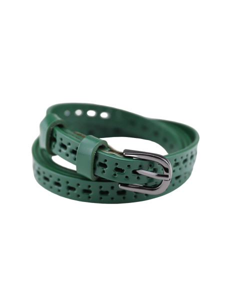 Curea Dama Piele Naturala perforat verde