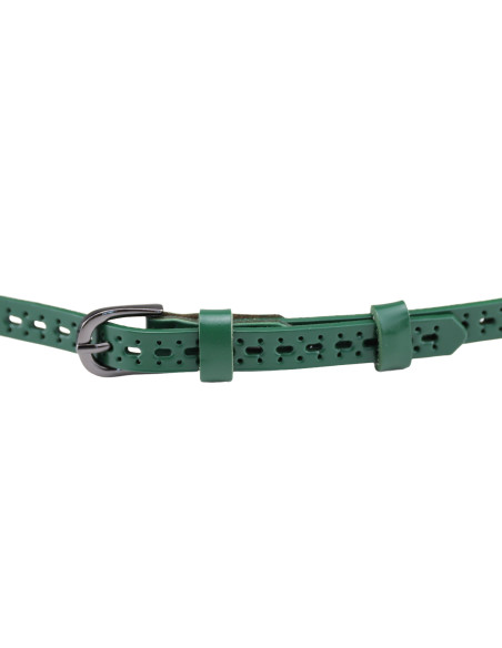 Curea Dama Piele Naturala perforat verde