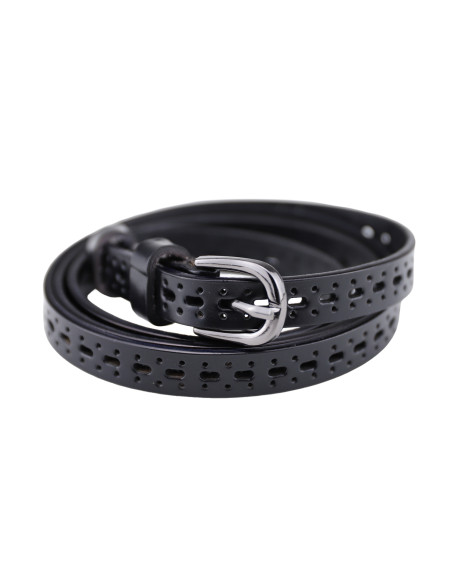 Curea Dama Piele Naturala perforat negru