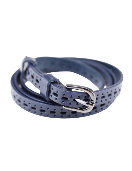 Curea Dama Piele Naturala perforat bleumarin