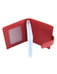 Port Card Piele Naturala M21 rosu 2